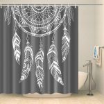 Rideau de douche zen attrape-rêves gris et blanc